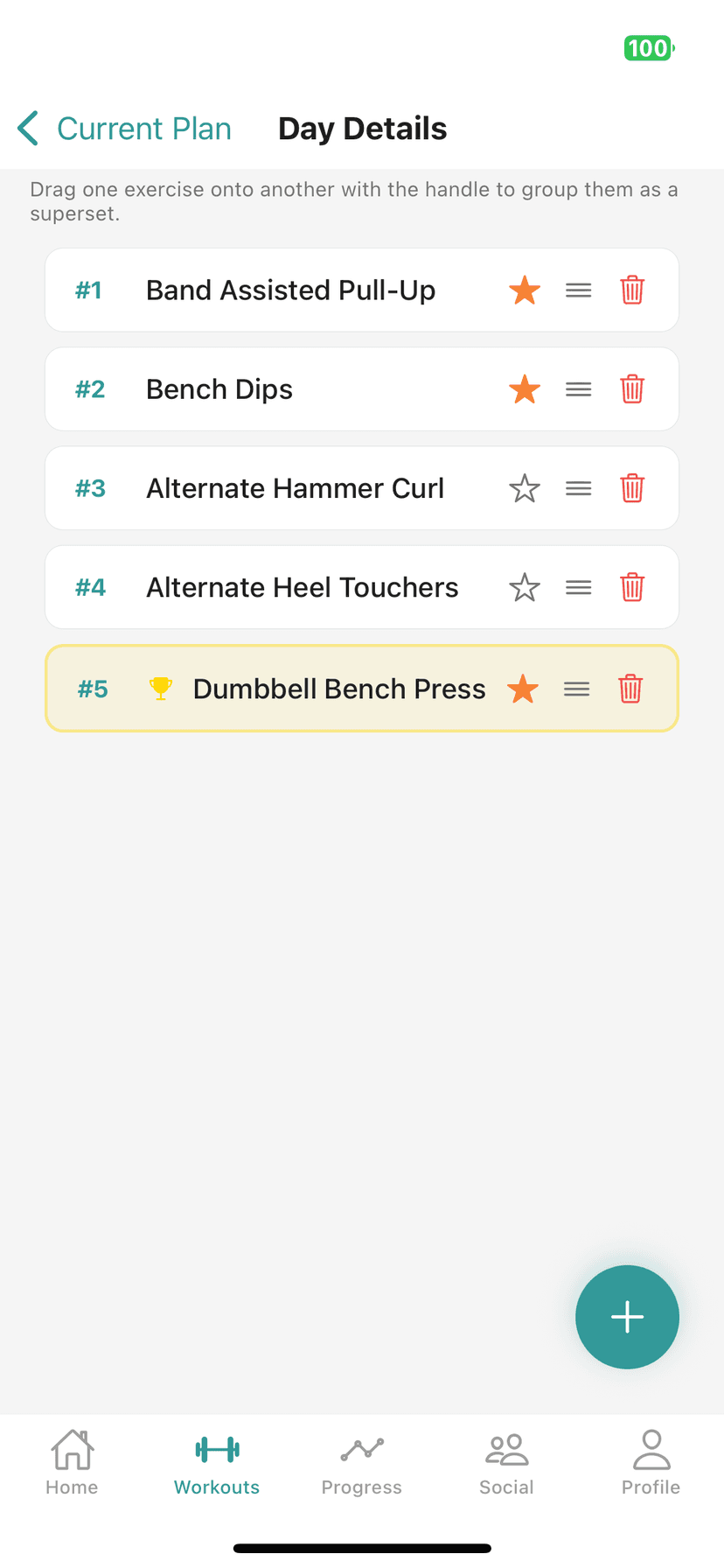 IronQuest — workout plan day view